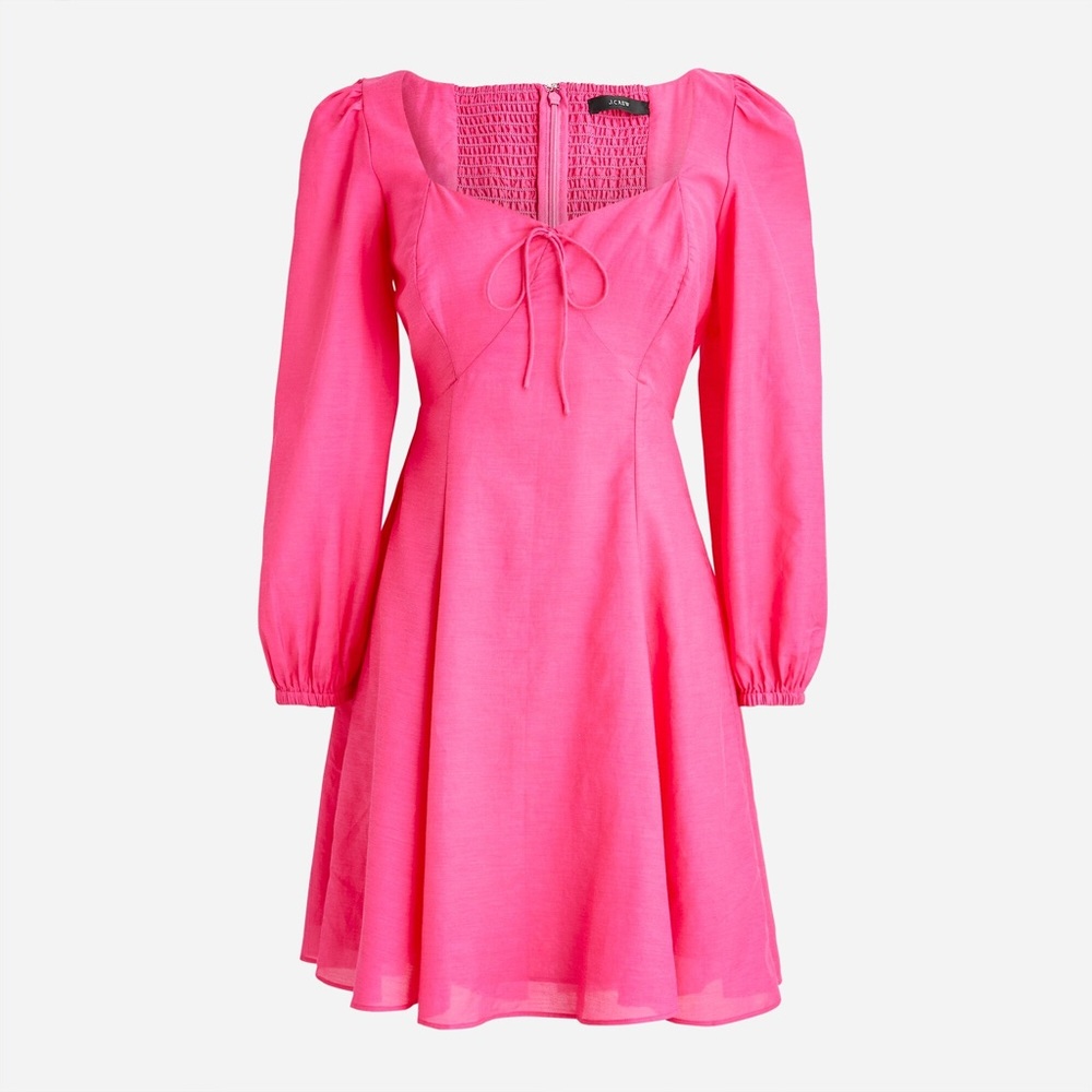 J. Crew Fuchsia Smocked Long Sleeve Dress